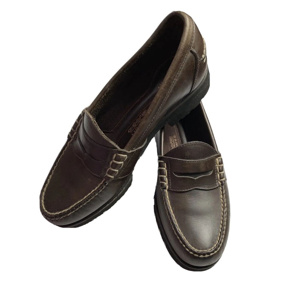 Rockport Men's 9 M Comfort DMX Brown Leather Slip On Moc Toe Penny Loafers